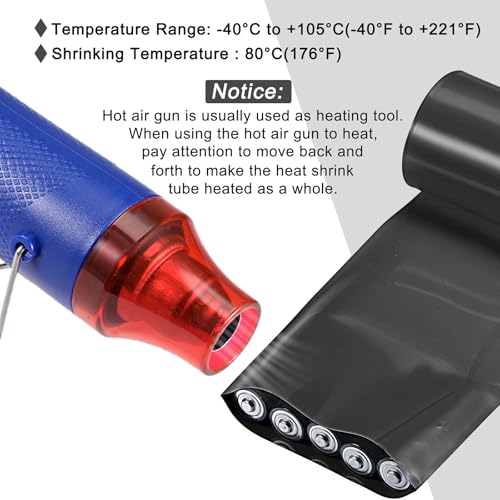 MECCANIXITY PVC Heat Shrink Tubing 48mm Dia 75mm Flat 33Ft Black - color: Black, size: 48mmx75mmx10m