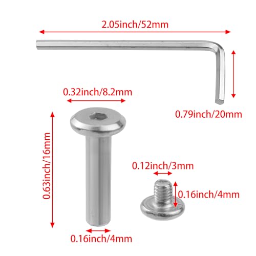 20 Sets M3 x 16mm Silver Furniture Screws,Hex Drive Rivet Socket - size: M3 x 16mm; Silver