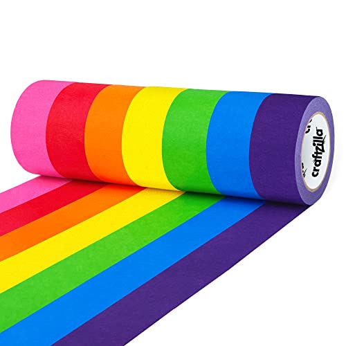 Craftzilla Rainbow Colored Masking & Painters Tape, 7 Rolls, 1in x 10 Yds - style: 7 Rolls