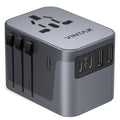 VINTAR Universal Travel Adapter 30W, 6-in-1 with 3 USB-C & 2 USB-A, Silver - color: 30W Silver