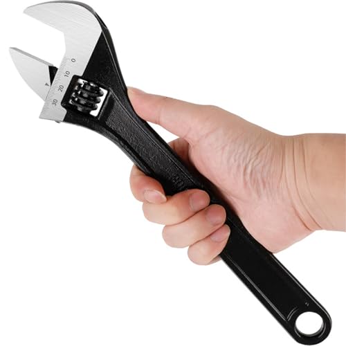 Adjustable Wrench 12 Inch Heavy Duty Wide Jaw Opening Wrench for Automotive Plumbing Household Garage Repairs - size: 12inch