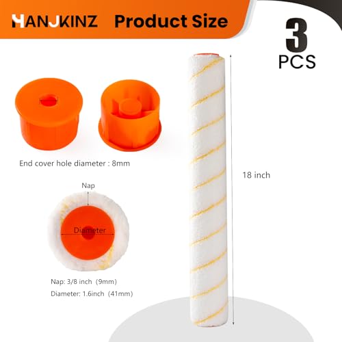 18 Inch Microfiber Paint Roller Covers, 3 Pack, 3/8" Nap - size: 18 Inch,3 Pack