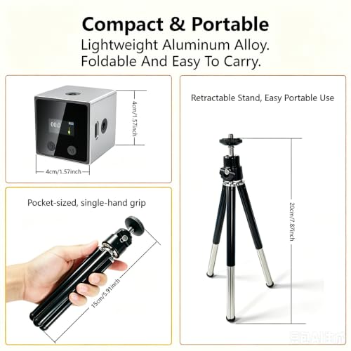 5-in-1 Digital Laser Level with Tripod, Magnetic Base & USB Rechargeable, Mini Angle Finder & Protractor, ±0.1° High Precision Cross Line Laser, Green/Red Beam for Picture Hanging,Tiling & DIY - color: Grey