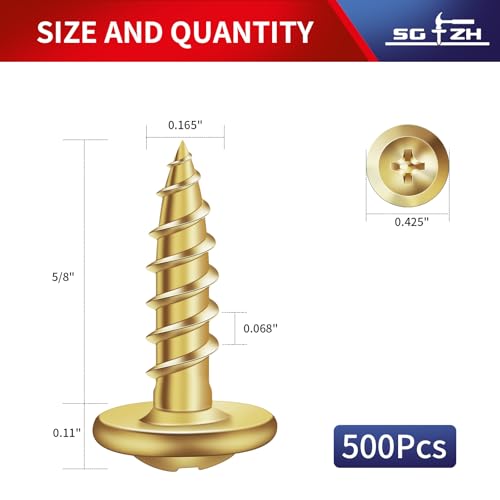 #8 x 5/8" Wood Screw 500Pcs Alloy Steel Standard Thread Truss Head Fast Self Tapping by SG TZH - size: #8 x 5/8"