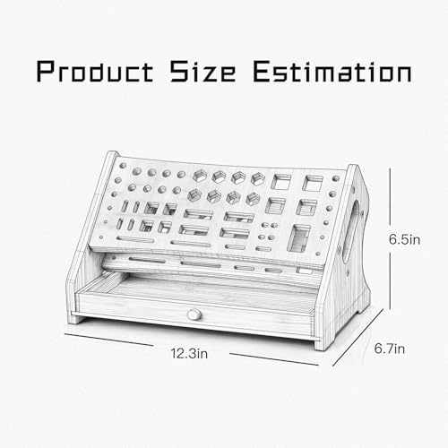 Wooden Screwdriver Organizer,Tool Bench Organizer, Repair Tool Storage Rack for Handicraft Desktop, Multi-functional Bamboo Tool Holder with Drawer