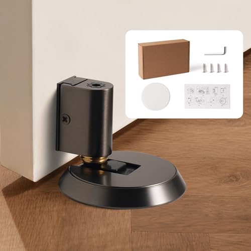 PANALI Windproof Door Stopper, Brass Mechanical Door Stop, 1 Pack, Grey - color: Gray