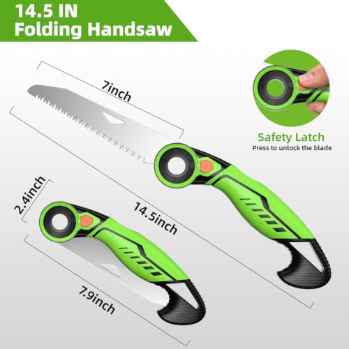 AIRAJ 7" Pruning Saw for Tree Trimming, Folding Saw with SK5 Steel Blade - size: 7 Inch