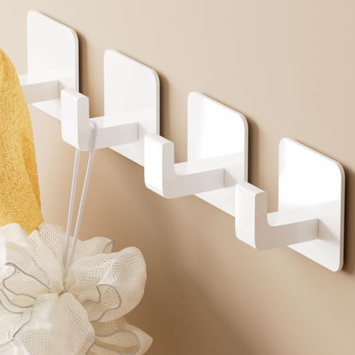 GWAAZXGZ Square Self Adhesive Towel Hooks - 4 Pack White Metal Hooks - color: White, size: 4 Pack