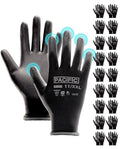 PACIFIC PPE PU Coated Grip Work Gloves, Touchscreen, Seamless Knit, XXL - color: Black (18 Pairs), size: XX-Large(Fits like XL)