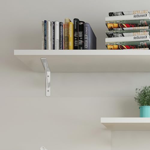 8 Pcs Heavy Duty Floating Metal Shelf Brackets, L Shaped Wall Mount Shelves Support Angle Brackets (3.7 x 6 inch White) - size: 3.7 x 6 inch White