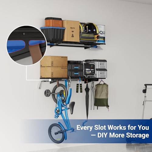 FLEXIMOUNTS 2-Pack 1x4ft 12-inch-by-48-inch Wall Shelf Garage Storage Rack Wall Mounted Floating Shelves, Black, Classic Series - color: Black, size: 2 pack-1x4 ft
