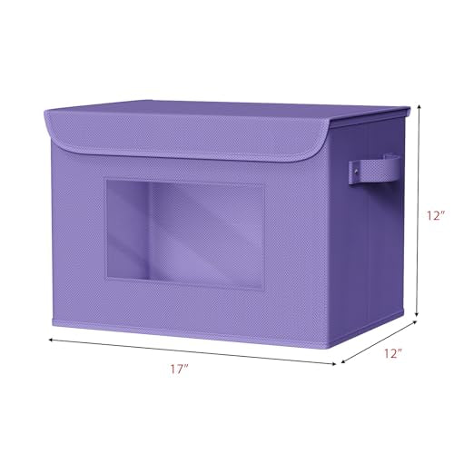 Univivi Fabric Foldable Storage Bins with Lids, 4 Pack, Purple - color: Purple