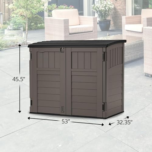 Suncast 34 Cu Ft Horizontal Storage Shed, Resin, Lockable, Stoney Black