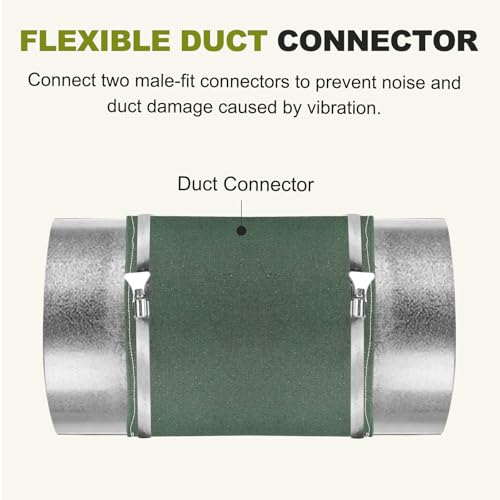 Duct Connector (4") - Flexible Canvas Female Fit Air Duct Vibration Noise Reducing Ducting Coupler Pipe Fitting Coupling for HVAC Ventilation Exhaust Fan Vent Systems, Green - size: 4 Inch