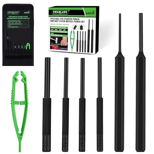 7-Piece Premium Roll Pin Starter Punch and Install Punch Set - 1/16, 5/64, 3/32, 1/8-inch - color: Roll Pin Starter Punch - Black
