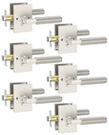 Asidrama 6 Pack Brushed Satin Nickel Privacy Door Handles - color: Brushed Satin Nickel