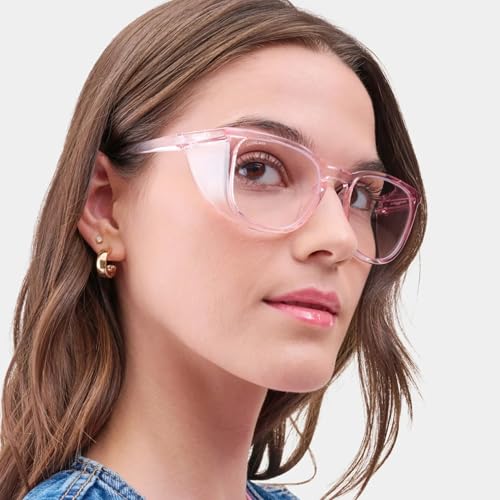 Stoggles Square Z87.1 Certified Polycarbonate Safety Glasses, Anti-Fog - color: Blush, size: Medium