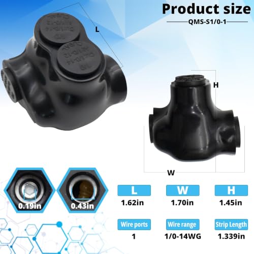 1-Port Single-Sided Inline Splice Connector 1/0-14 AWG UL - size: 1/0-14AWG
