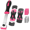 3 Pack Razor Blade Scraper Set, Includes 30 Plastic & 30 Metal Blades(Pink) - color: Pink