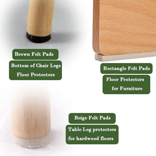 Fursafe&Q Felt Furniture Pads, Furniture Felt Pads for Hardwood Floors -Self Adhesive Chair Leg Floor Protectors, Protect Your Floors from Nicks, Bumps and Scratch, 215 Pcs Brown Beige Chair Feet - size: 215 Pcs Beige Brown Felt Pads