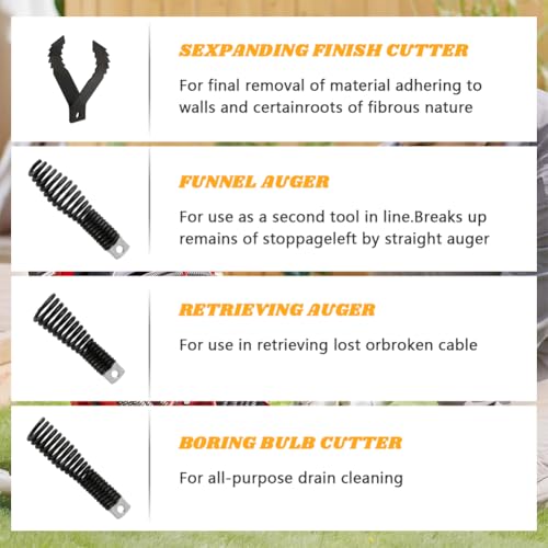11-Piece Drain Cleaners Drill Attachments Set, 8-Piece Drain Cleaner Combination Cutter Heads with Pipe Brushes & Clog Removers