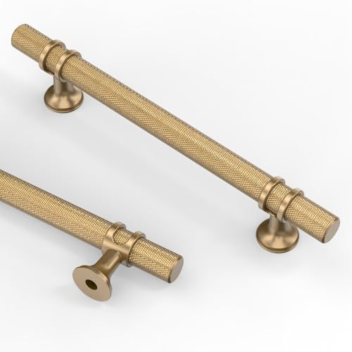 Asidrama 10 Pack 5 Inch(128mm) Knurled Champagne Bronze Kitchen Cabinet Handles, Cabinet Pulls Kitchen Cabinet Hardware Cupboard Handles Drawer Pulls - color: Champagne Bronze, size: 5" Hole Center, style: 10 Pack