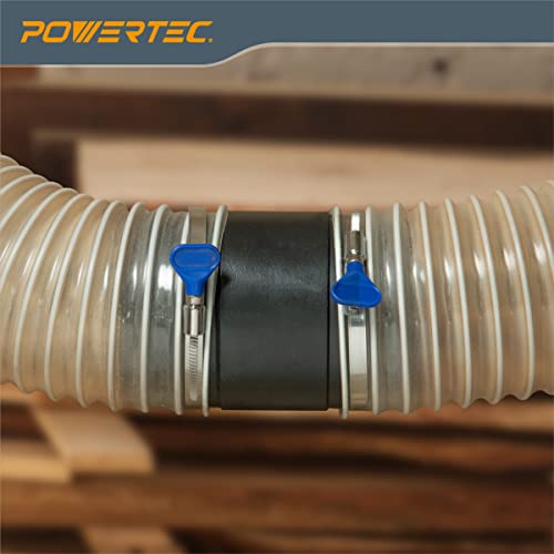 POWERTEC 70123 4-Inch Dust Hose Connector w/Quick Connect Splice Adapter, ABS Plastic, 1PK