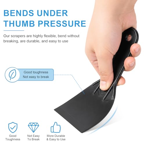 6 Pack Plastic Putty Knife Set, 6 Assorted Sizes 1.5" 2" 3" 4" 6" 8" Flexible Plastic Scraper Tools for Spackling, Drywall Repair, Patching, Caulking & Wallpaper Removal