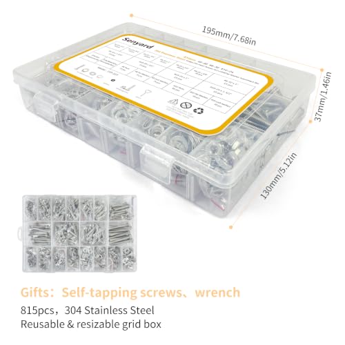 815pcs Machine Screws Assortment Kit,#10-24 #8-32 #6-32 Phillips Pan Head nut and Bolt Assortment Kit (with Lock&Flat washers・Wrenches) Stainless Steel Screw Bolt nut washers Assortment kit with case - size: #6-32 #8-32 #10-24, style: Pan head