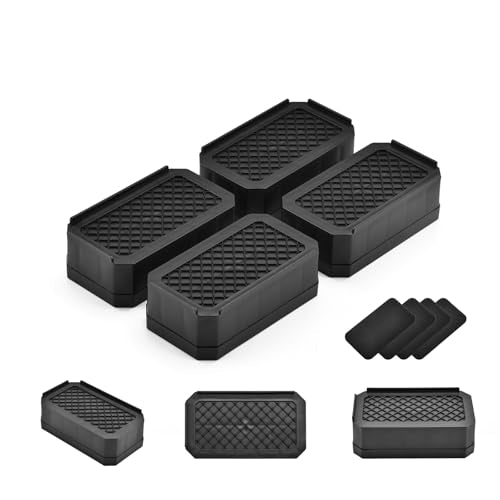 EclatBain Rectangular Adjustable Bed Risers 1.5 Inch, 4000 lbs, 4 Pack - color: Rectangle-4 Pack-black, size: 1 Layer(1.5inch)