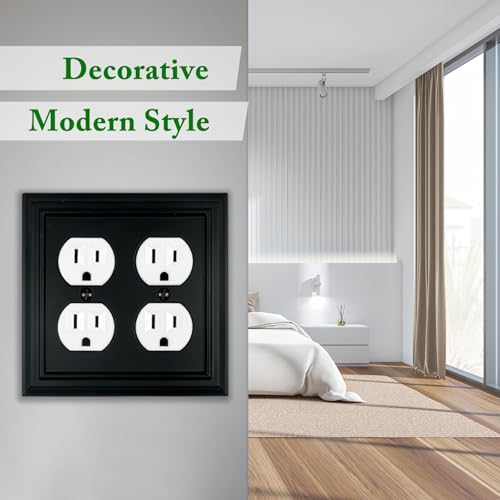 Matte Black Decorative Outlet Covers Wall Plates, Bamboo Fiber Light Switch Covers, Natural Material Electric Receptacle Switch Plate Outlet Cover of various styles (2 Gang Duplex 2 Pack) - size: 2 Gang Duplex 2 Pack