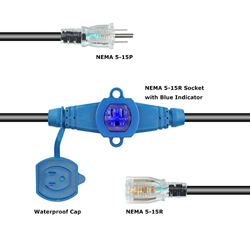 50 Feet Multi Outlet Extension Cord 14 Gauge 7 Nema 5-15R Outlets - size: 14 Gauge 50FT 7 Outlets