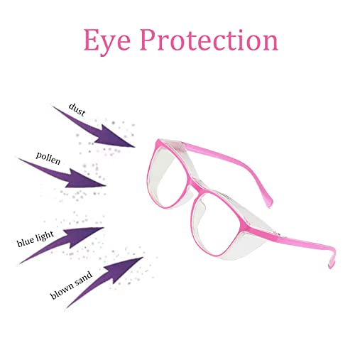 Safety Glasses for Men Women, Anti Fog Safety Goggles Comfortable Blue Light Blocking UV Protective Adult Nurse - color: Square Pink 1pack