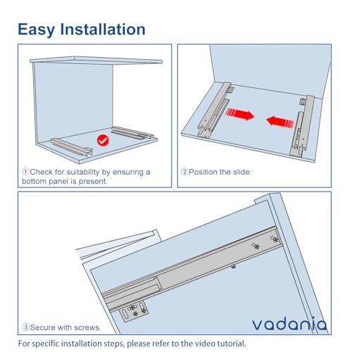 VADANIA #BK54 10" Undermount Drawer Slide, Soft Close - size: 10 Inch, style: Soft Close
