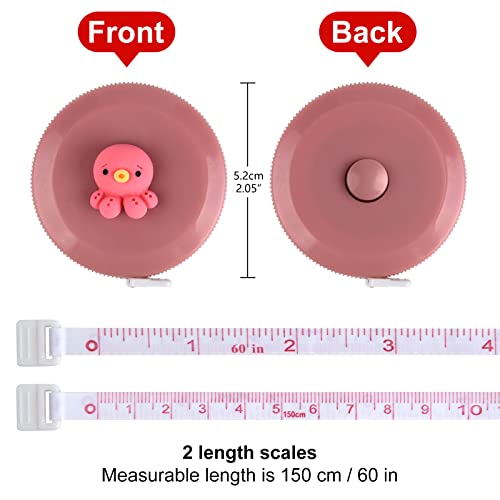 ASTARON 4 Pcs Soft Measuring Tape for Body Measurements Retractable，Cute Tape Measures Tailor Measuring Tape for Sewing 60 in / 1.5 M Tailors Measure Tape with Fractions Measure Ruler for Sewing