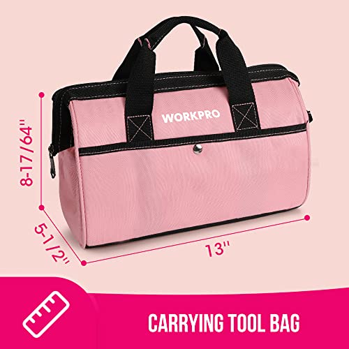 WORKPRO 53-Piece Pink Tool Set with Cordless Screwdriver & Tool Bag