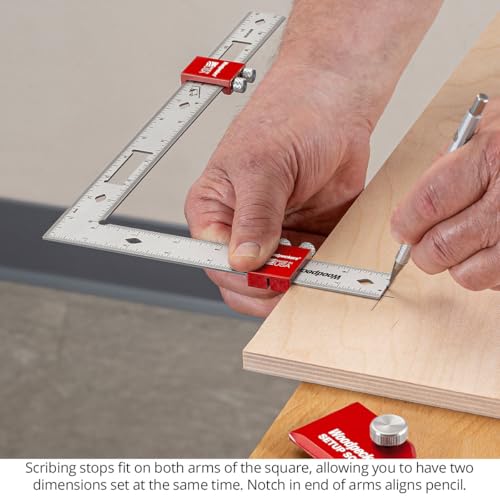 Woodpeckers Setup Square – Precision Stainless Steel Framing Square 4-in-1 Tool with Caliper Head, Stops & Rack-It Holder, Easy Shop Setup Gauge for Tool Settings, Metric – Made in USA - style: Metric