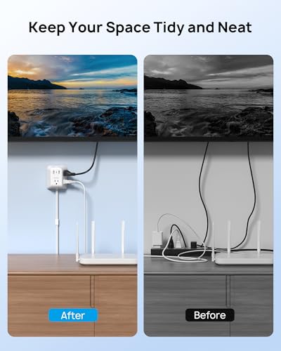 TROND 360 Rotating Plug Power Strip - Extension Cord with Multiple Outlets - size: 3 FT