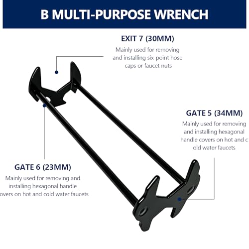 2Pcs Sink Wrench Faucet Tool, Multi-Purpose Basin Wrench with 8 Sizes, Plumbing Wrench for Under Sink Repair, Install & Remove Faucet Nuts, Hose Nuts, Pipe Fittings