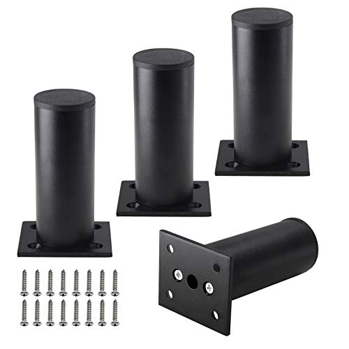 4-Pack Adjustable Aluminum Alloy Furniture Legs 4" Height Black - color: Black, size: 4 Inch