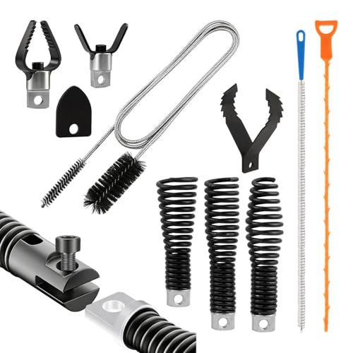 11-Piece Drain Cleaners Drill Attachments Set, 8-Piece Drain Cleaner Combination Cutter Heads with Pipe Brushes & Clog Removers