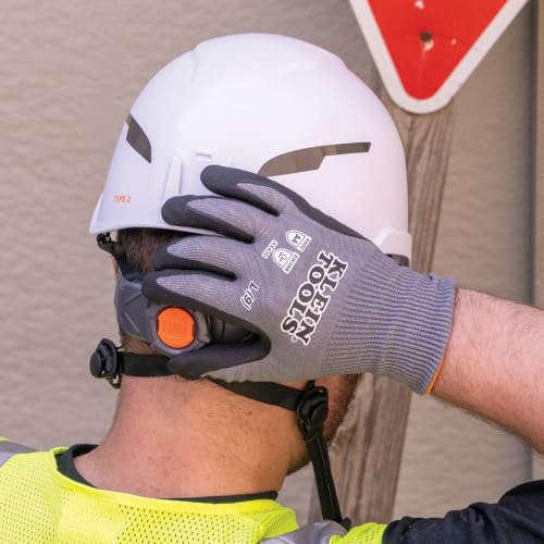 KLEIN TOOLS 60587 Work Gloves, Knit Dipped Cut Resistant ANSI A4 Nitrile Coated Gloves, HPPE Fabric, Touchscreen Capable, Small, 2-Pair - style: Small