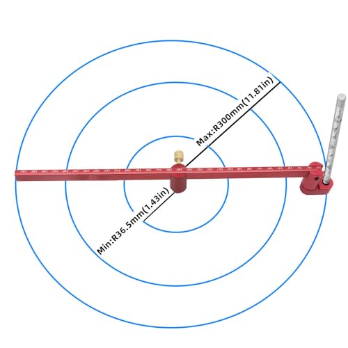 Imperial 300mm Woodworking Compass Scribe, Aluminum Adjustable Drawing Circle Ruler, Woodworking Scriber Tool, Compass Drawing Tool, Center Finder Fixed-Point Circle Line Marking Gauge