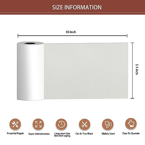 Besezx Leather Repair Patch Tape Kit, Self Adhesive Leather Repair for Furniture, Couch, Sofa, Car Seats,Office Chair,Vinyl Repair Kit.3.1inx60in - color: White, size: 3.1 in x 60 in