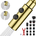 TIORIY Kitchen Faucet Head Replacement Metal, Pull Down Spray Head with 15 Adapters for Kitchen Faucet, 2 Function Kitchen Sink Spray Nozzle, Stainless Steel, Brushed Gold - color: Brushed Gold