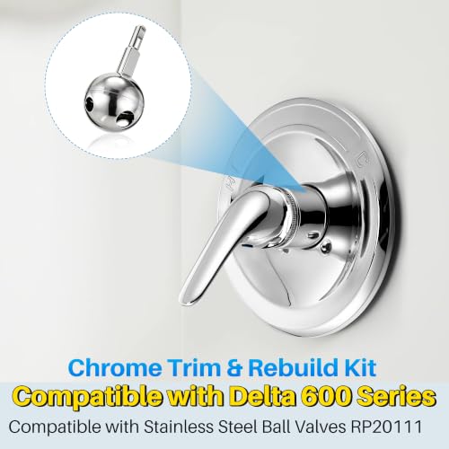 Shower Trim Kit Compatible with Delta RP54870, Lever, Chrome - color: Chrome