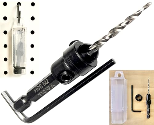 FTG USA #6 (9/64") Tapered Wood Countersink Drill Bit w/ 3/8" Collar & Case - size: #6, style: with Depth Stop