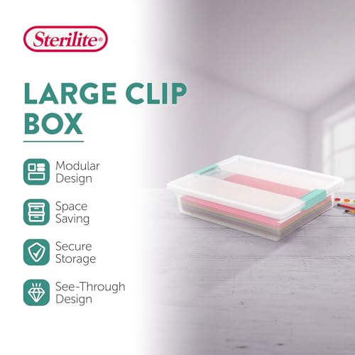 Sterilite Clip Box, Stackable Clear Plastic Bins- Large, 6-Pack - size: Large, style: 6 Pack