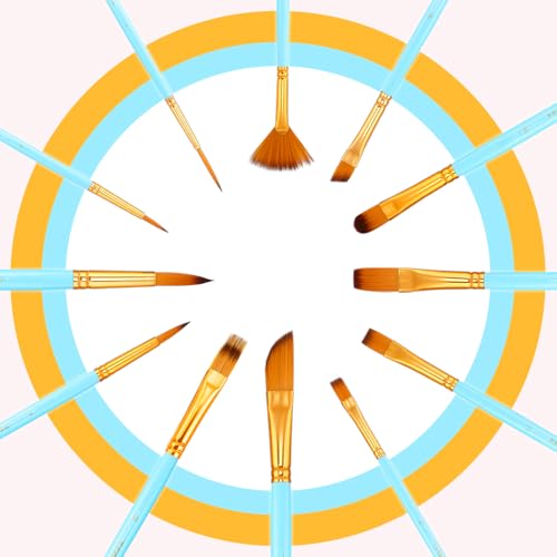Transon Artist Paint Brush Set of 12 for Acrylic Watercolor Gouache Oil Craft Painting Blue - color: 12 Pcs Blue