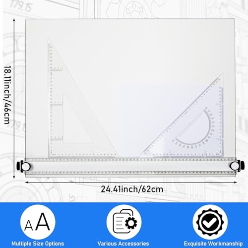Zonon A2 Portable Drawing Board, Multi-Function Metric Drafting Table Drafting Board with Clear Rule Parallel Motion and Angle Adjustable Measuring System - size: A2